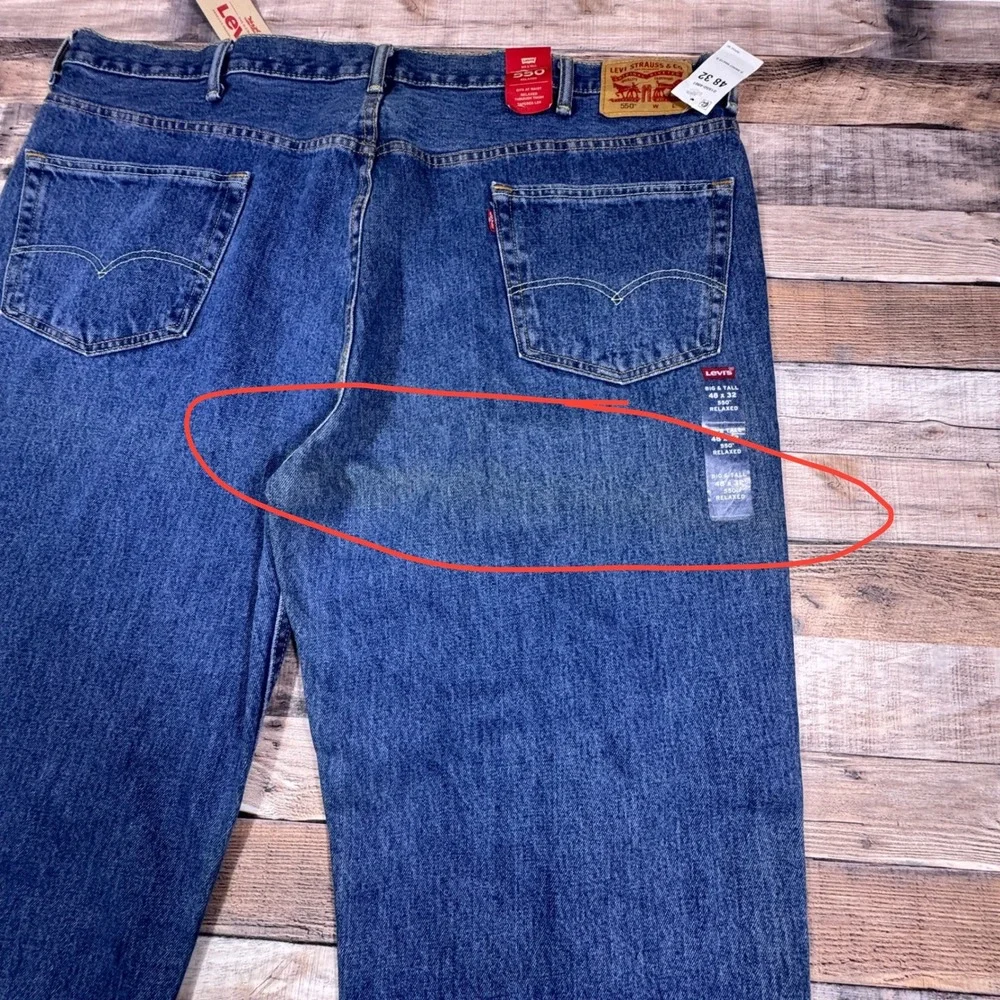 Levis 550 Relaxed Fit Tapered Leg Jeans Mens 48x32 Big & Tall Blue Denim‎